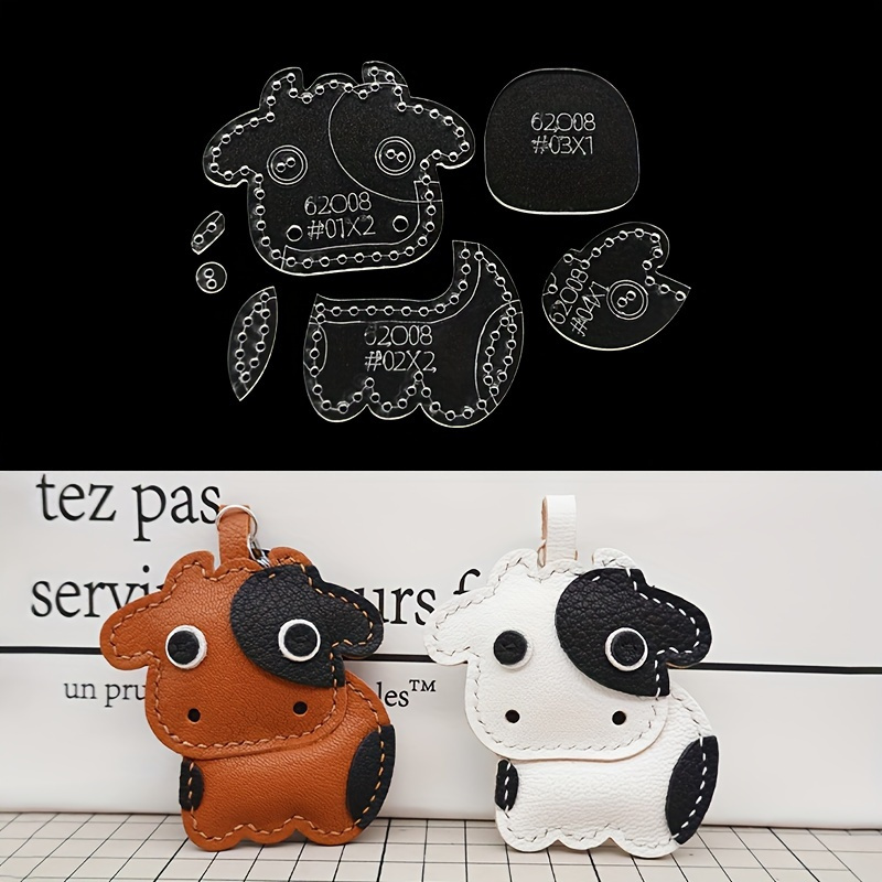Leather Workshop - 7pcs/set Cute Cartoon Cow Acrylic Template