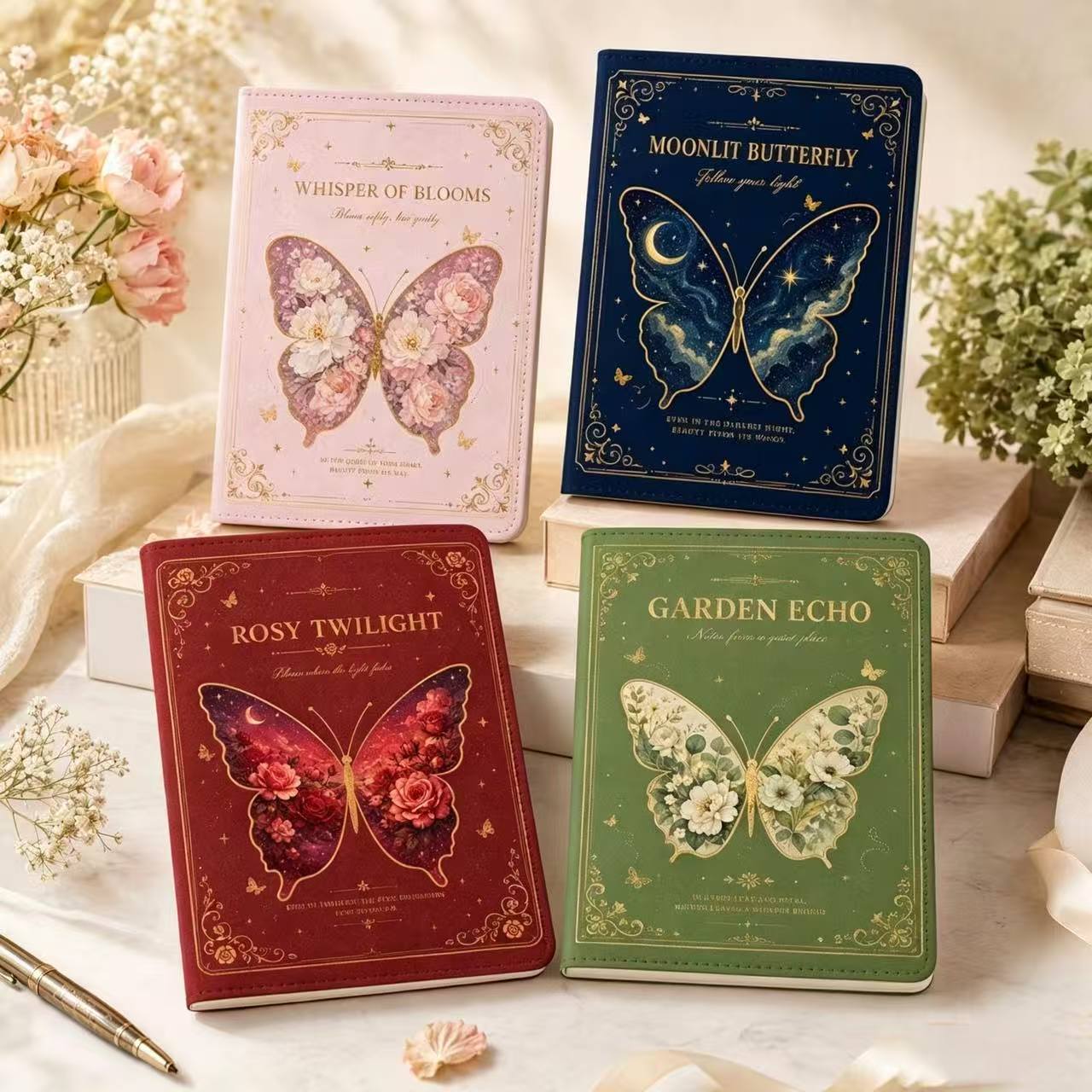 Leatherwork Books - Vintage Butterfly Leather Notebook, 4 Colors