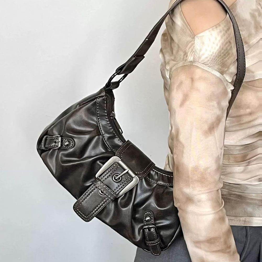Leather Workshop - Y2K Retro Pleated Hobo Shoulder Bag