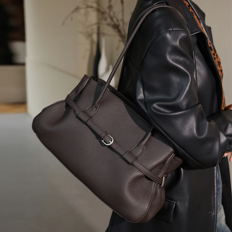 Leather Workshop - Genuine Leather Women Tote Shoulder Bag