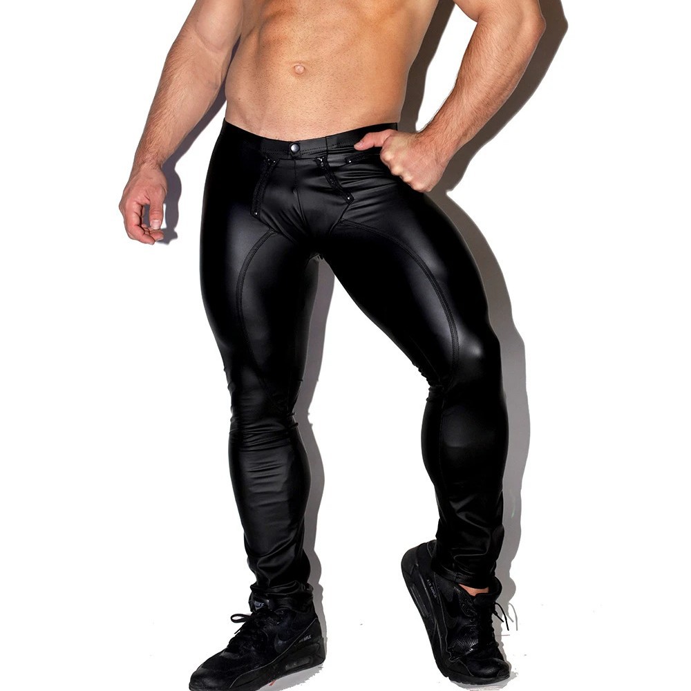 Mens Shiny Faux Leather Tights - огляд і ціна Leather Work Pants