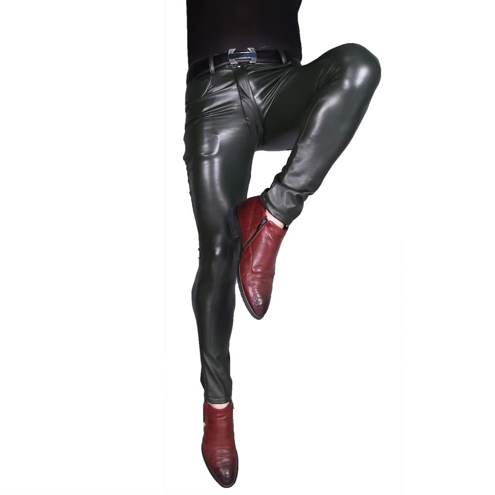 Mens Punk PU Faux Leather Trou - огляд і ціна Leather Work Pants