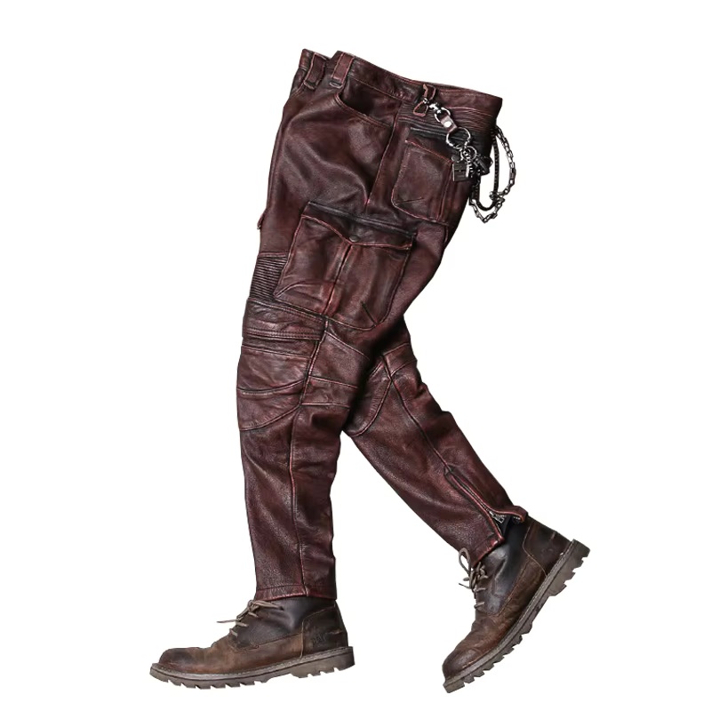 Red Brown Winter Leather Trous - огляд і ціна Leather Work Pants