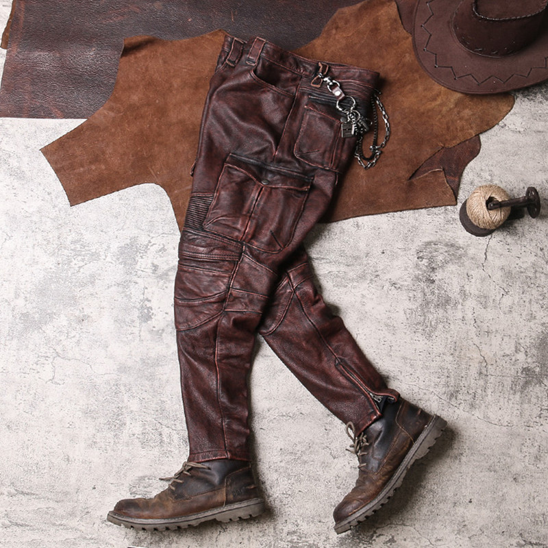 Red Brown Winter Leather Trous - огляд і ціна Leather Work Pants