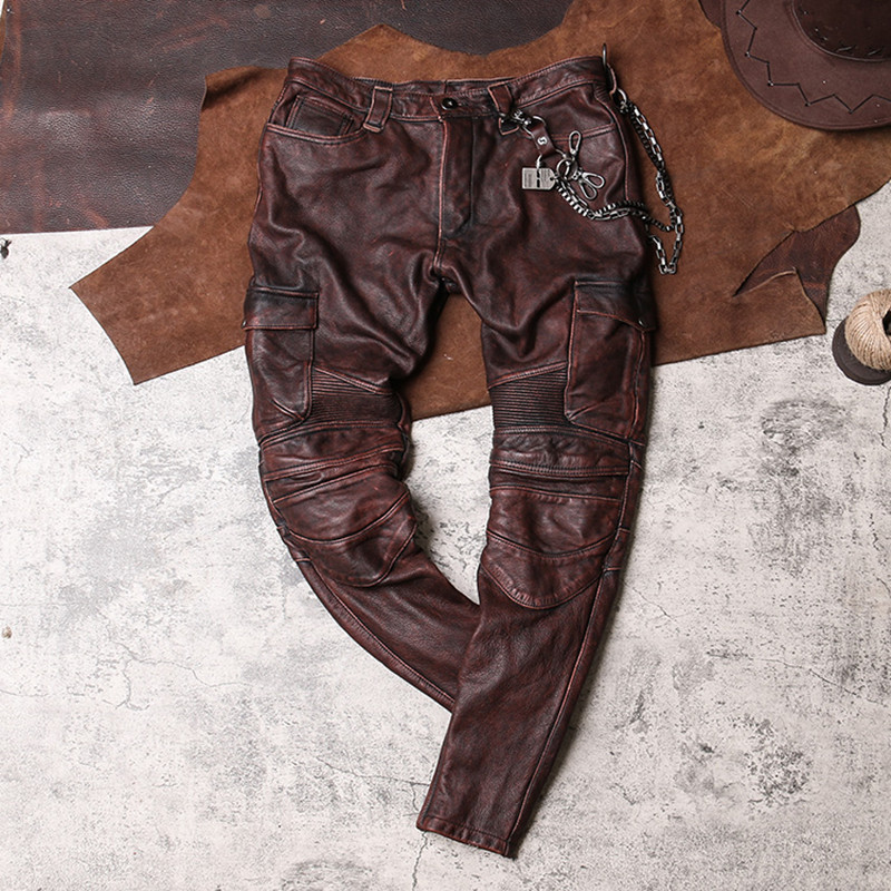 Red Brown Winter Leather Trous - огляд і ціна Leather Work Pants